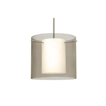 Besa Lighting Pahu 12 Stem Pendant, Trans. Smoke/Opal, Satin Nickel Finish, 1x100W Incandescent 1TT-S18407-SN